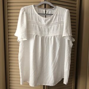 Elegant White Lace Trim Blouse